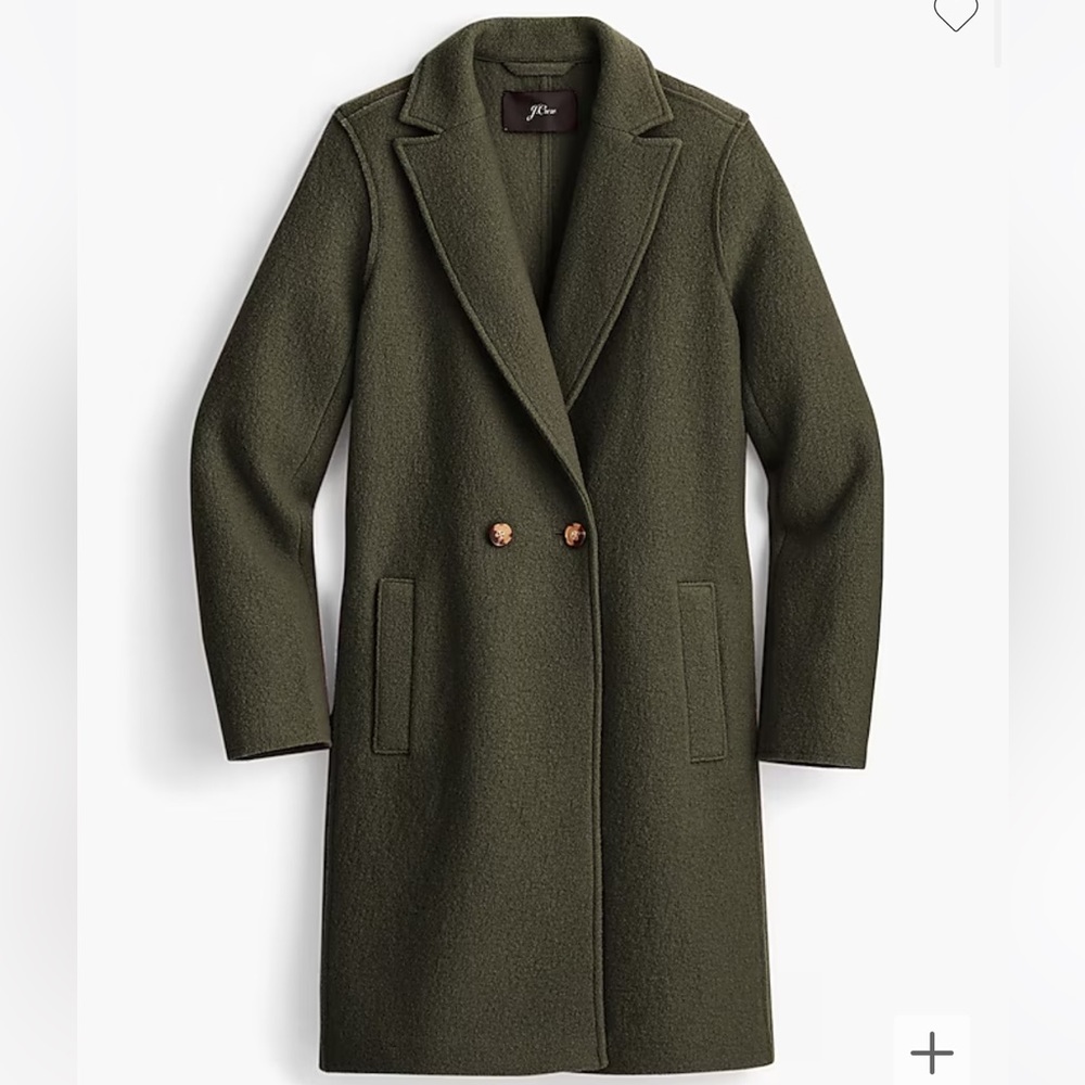J. Crew Olive Green Wool Blend Long Coat